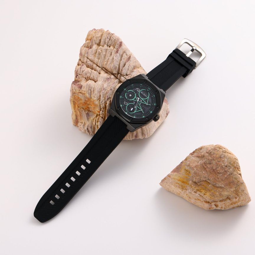 BUREI Men's Analog Quartz Watch, Black, Sports, Waterproof, Business, Work, Commuting, Stylish, Popular, Simple, Business, Stylish, Father's Day Gift