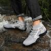 Breathable Knitted Men's Hiking Shoes High-top Casual Sports Shoes Non-slip Outdoor Trekking Traveling Sneakers Big Size 38-48