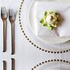 Gold Beaded Round Glass Dinner Plate Chargers with Wedding Decor Placemats Set of 24