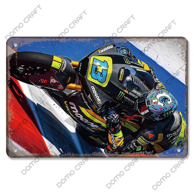 Motorcycle Racing Poster Vintage Metal Plate Racer Athlete Metal Tin Signs Retro Wall Decor Club Pub Bar Man Cave