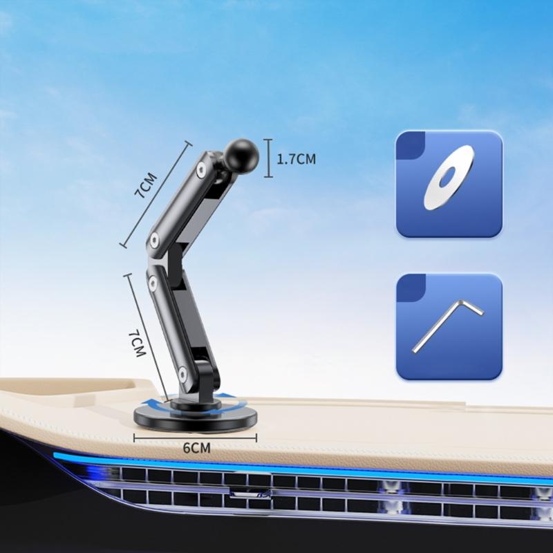 Multifunctional 17mm Ball Base Aluminum Alloy Adhesive Mount Support Suitable for Car Phone Holders & Navigation Systems