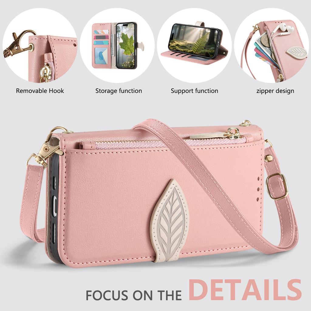 Crossbody-Handgelenkriemen Ledergeldbörse mit Kartenschlitz Handyhülle für IPhone 17 Air 16 Plus 15 14 13 12 Pro Max Schutzhülle