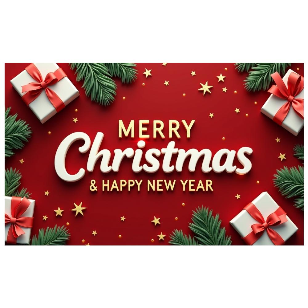 Winter Celebration Display Merry Christmas Print Festive Background Christmas Banner Gift Box Decor Holiday Backdrop For Festive