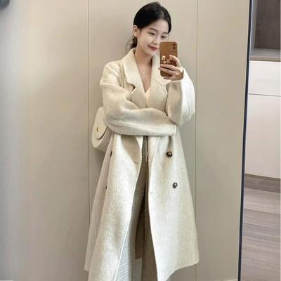 Damen Koreanischer Stil Mittellanger Woll-Oberbekleidung Preppy Vibe Lockerer Mantel