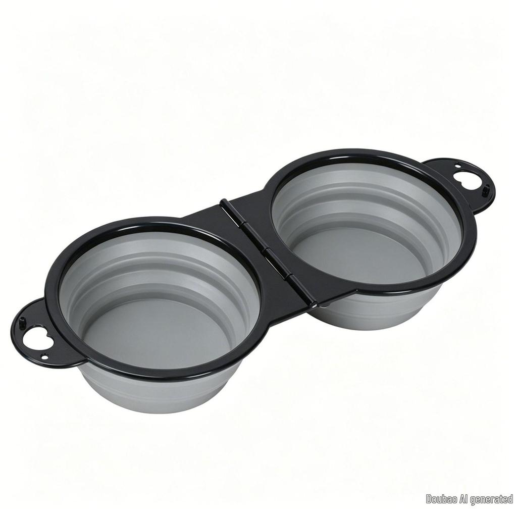 Portable Foldable Double Pet Bowl for Dogs - Integrated Outdoor Design