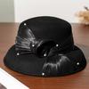 2025 Nuovi Cappelli Formali Invernali Puro 100% Feltro di Lana Cappello Fedora Rosso Vino Madreperla Lana Regalo Dama Grado Superiore Banchetto Nuziale