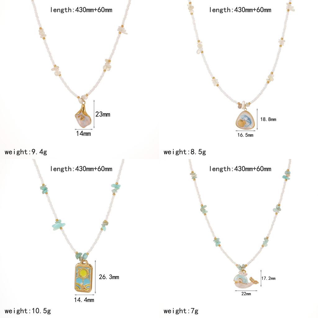 Marine Animal Pearl Necklace For Women With Dolphin And Starfish Pendant