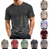 Men's Casual Quick-Dry Round Neck Short Sleeve Striped T-Shirt - Lightweight Mesh Breathable