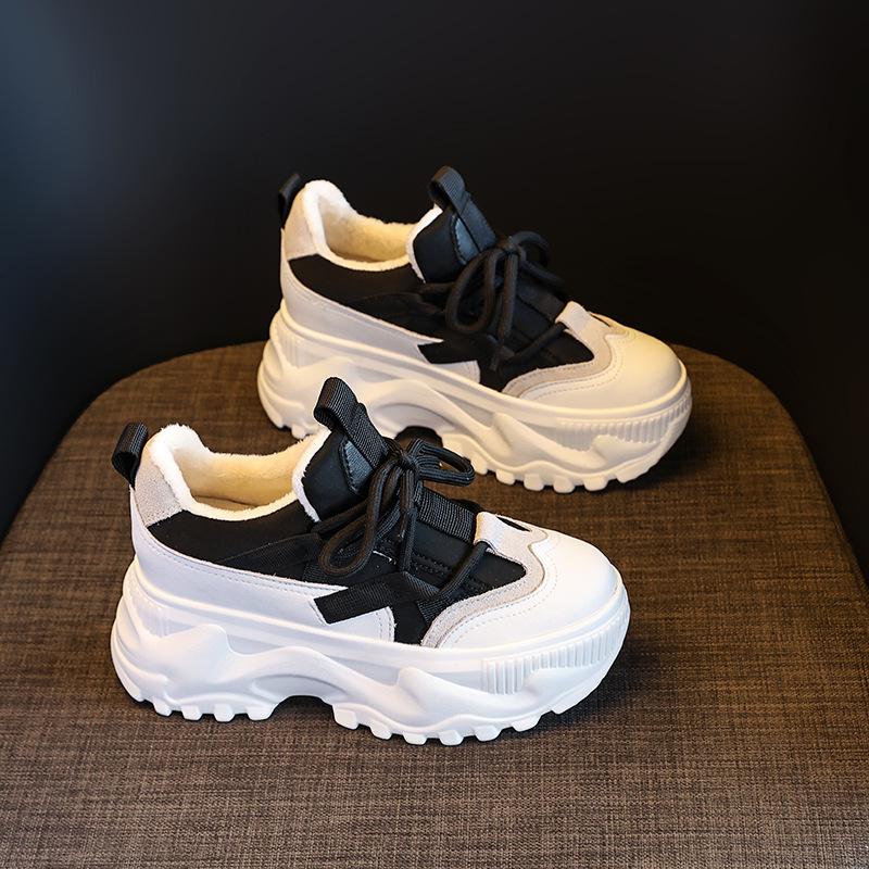 

Весенние женские кроссовки для пап 2023 года: Толстая платформа 8 см, модный корейский стиль, белый цвет Size 38