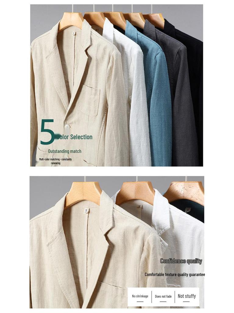 Men's Loose Casual Cotton-Linen Jacket - Versatile Spring & Autumn Top for Youth