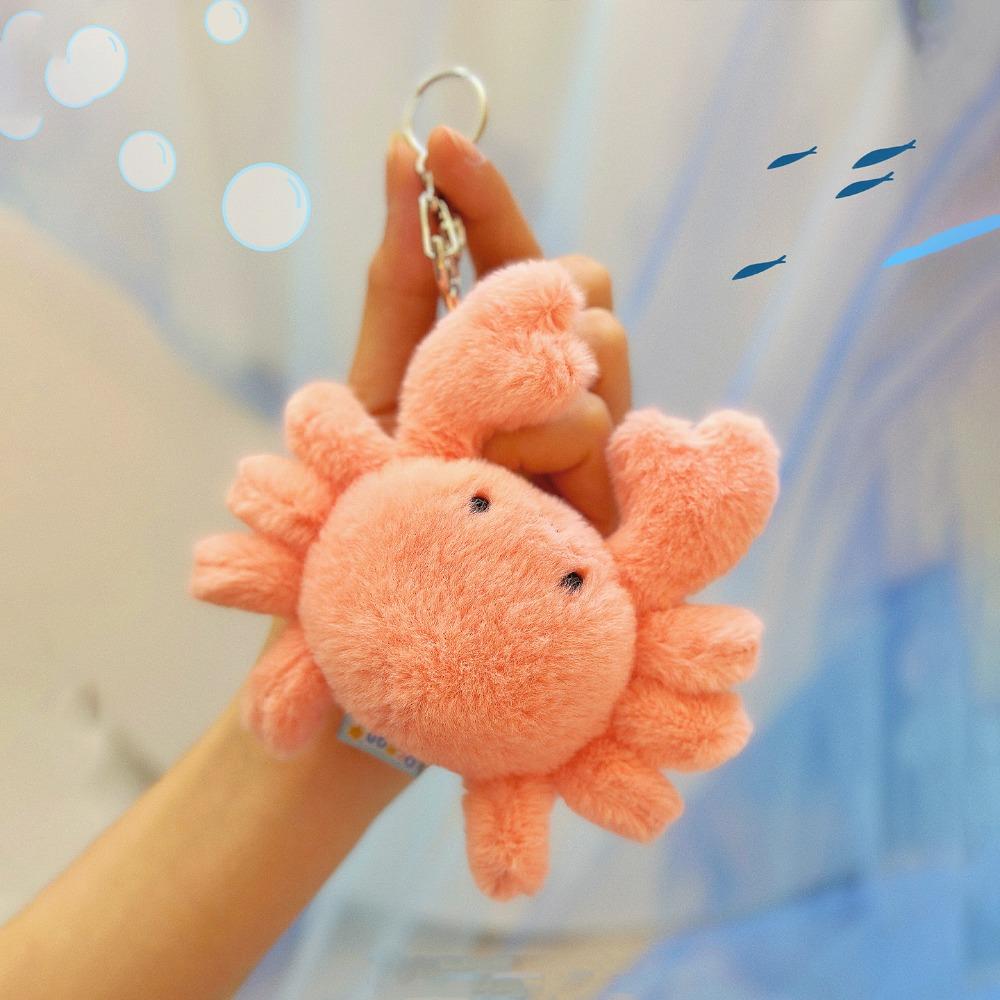 Soft Fluffy Whale Keyring Kawaii Press Sound Pendant Ocean Animal Plush Keychain Home Decor