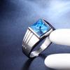 Fashion Men's Blue Crystal CZ Stone Ring Luxury Copper Color Engagement Ring Classic Wedding Party Jewelry Valentine's Day Gift