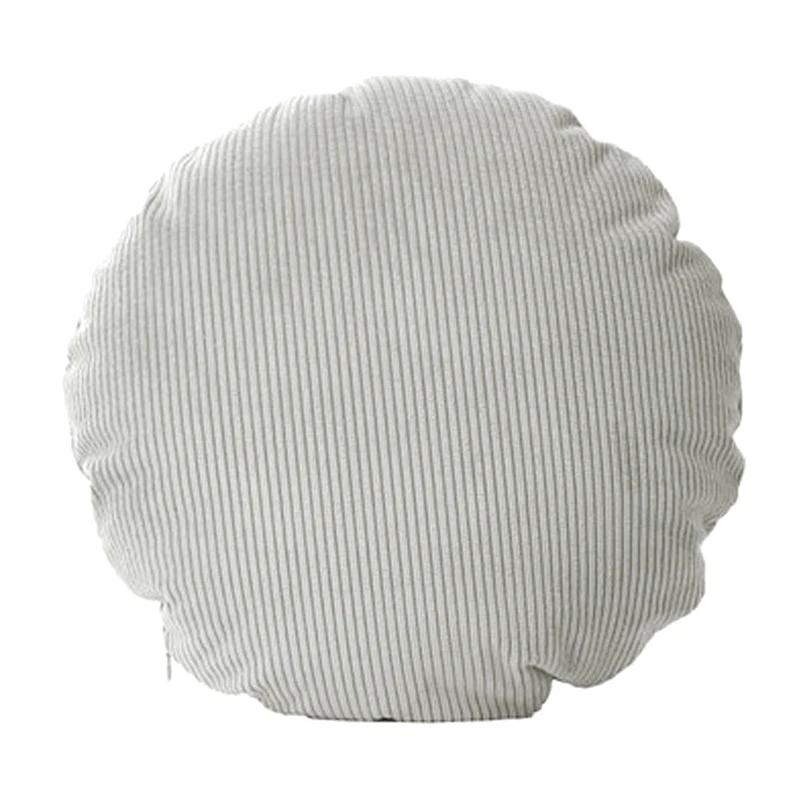 45x4550x50cm Round Pillow Case Nordic Solid Color Striped Corduroy Decorative Sofa Chair Car Cushion Cover Home Pillowcase 45x45cm 2270₽
