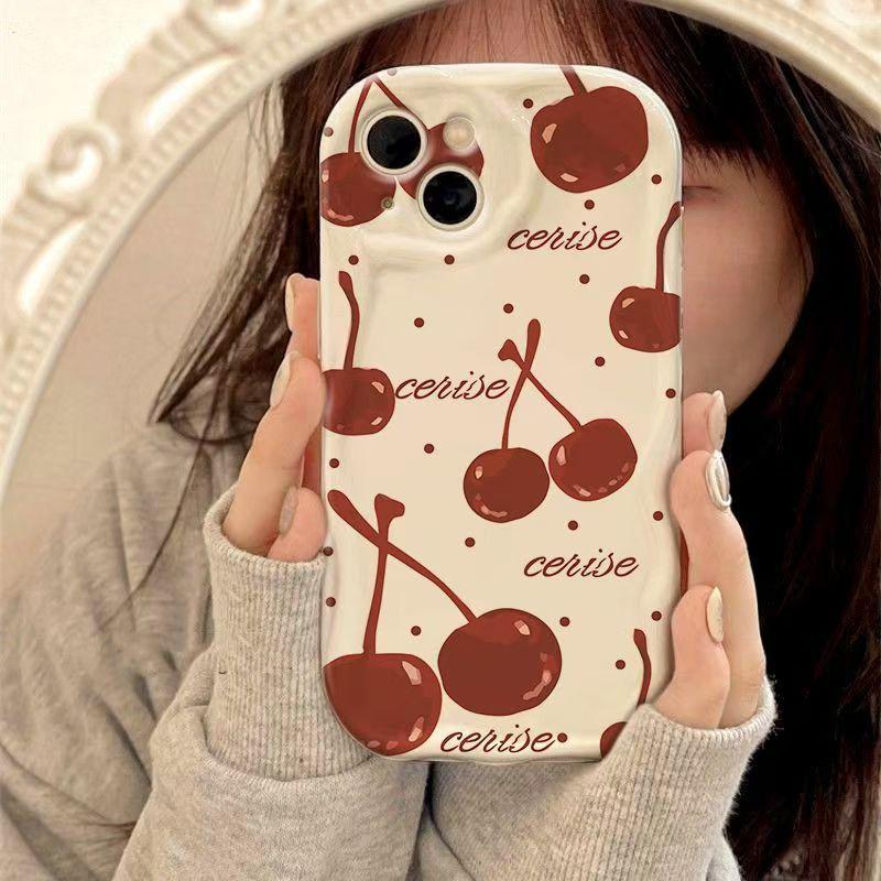 

Cherry Apple Oil Painting Phone Case, Drop-proof, 17-Pack for iPhone 16 Pro/15/14/13/12 iPhone 7 Plus