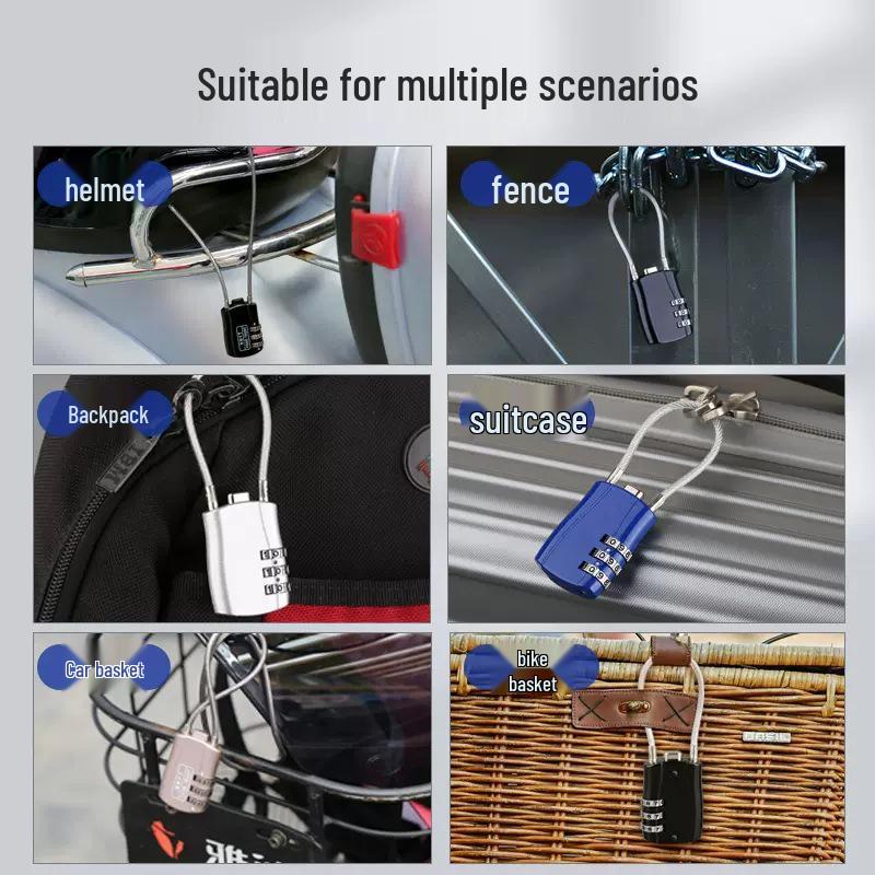 Waterproof Rustproof Steel Wire Padlock for Suitcases, Bikes, Cabinets, and Dormitories