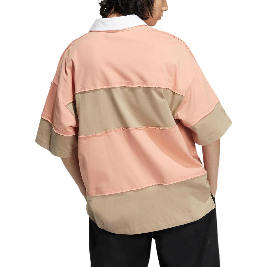 Adidas Originals Trefoil Colorblock Patch Polo Shirt Unisex Tops Pink HR3468