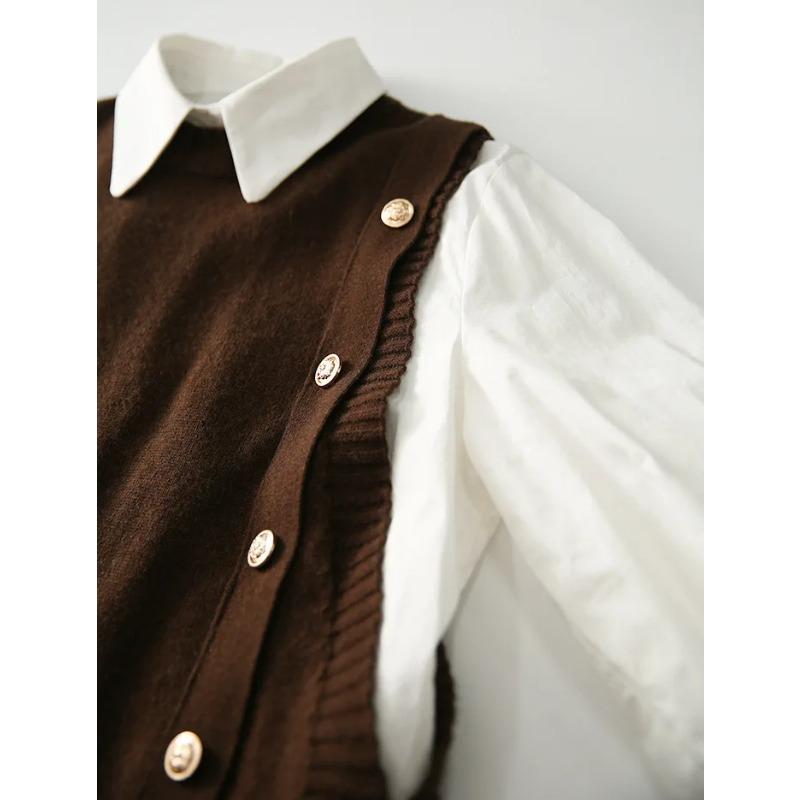 Módní pletená vesta pro ženy Svetr bez rukávů Retro úpletové tílko Korejský dámský podzimní a zimní pletený svetr