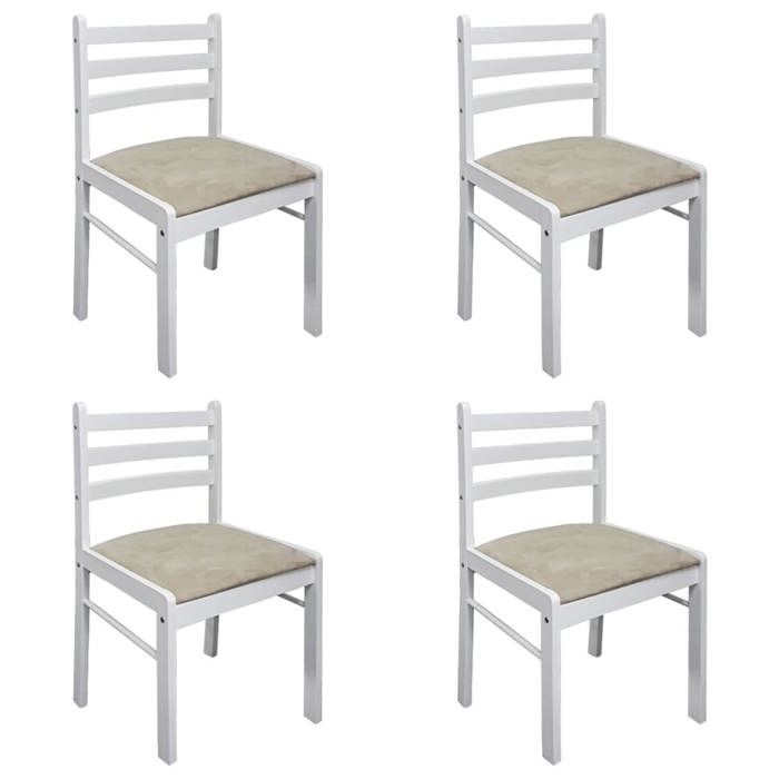 VidaXL 4x Hévéa Massif Chaise De Salle À Manger Blanc Meuble Mobilier Cuisine 242031