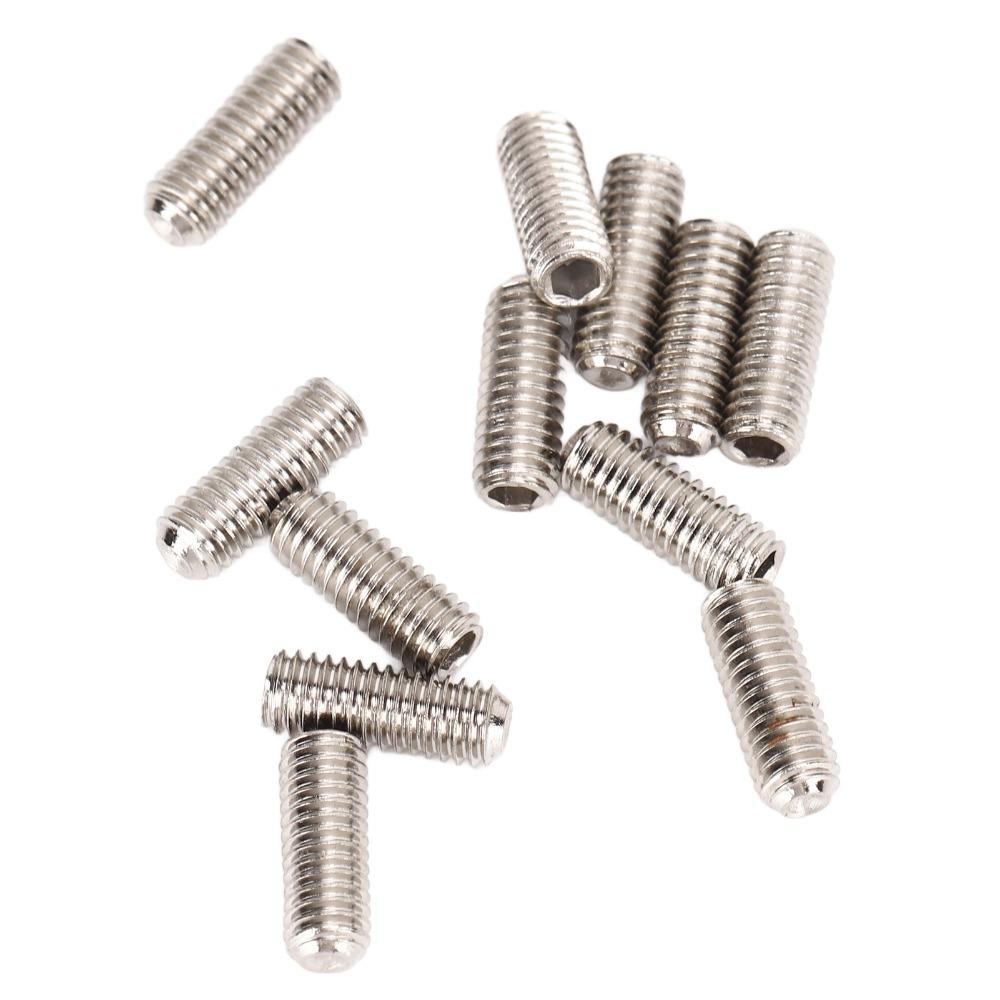 12 PZ Viti Sellette Ponte Metallo Argento Kit Ferramenta Ponte Chitarra Per Chitarra Elettrica