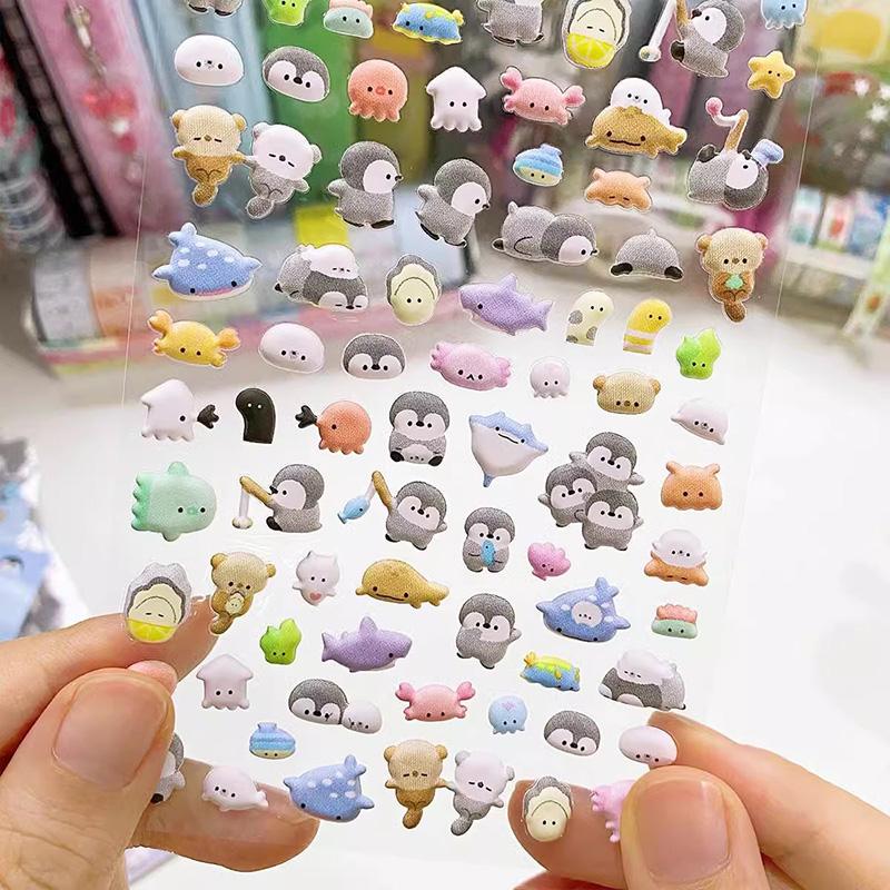 3D Cute Animals Stickers Cartoon Scrapbook DIY Stickers 3D Korean Stickers Three-Dimensional Sticker Notebook Kawaii Decals
