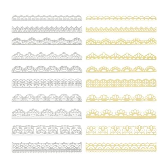 BENECREAT 10 Pieces Cutting Die Lace Pattern Stainless Steel Stencil Scrapbook Card Edge Making Tools Die Cut Template Decoration Craft Handmade DIY
