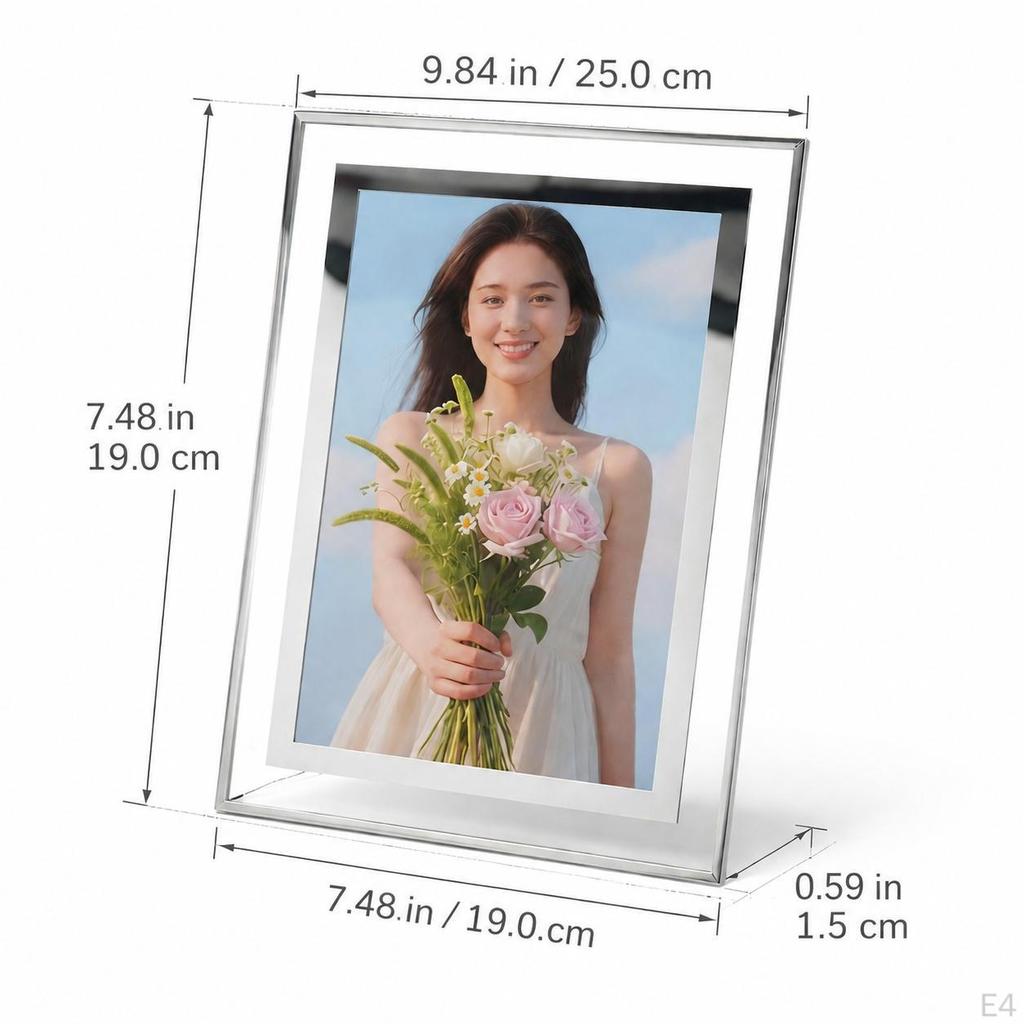 Photo Frame, Picture Gift, Glass, 6Inch, Silver, Rectangular, Vertical & Horizontal Use,