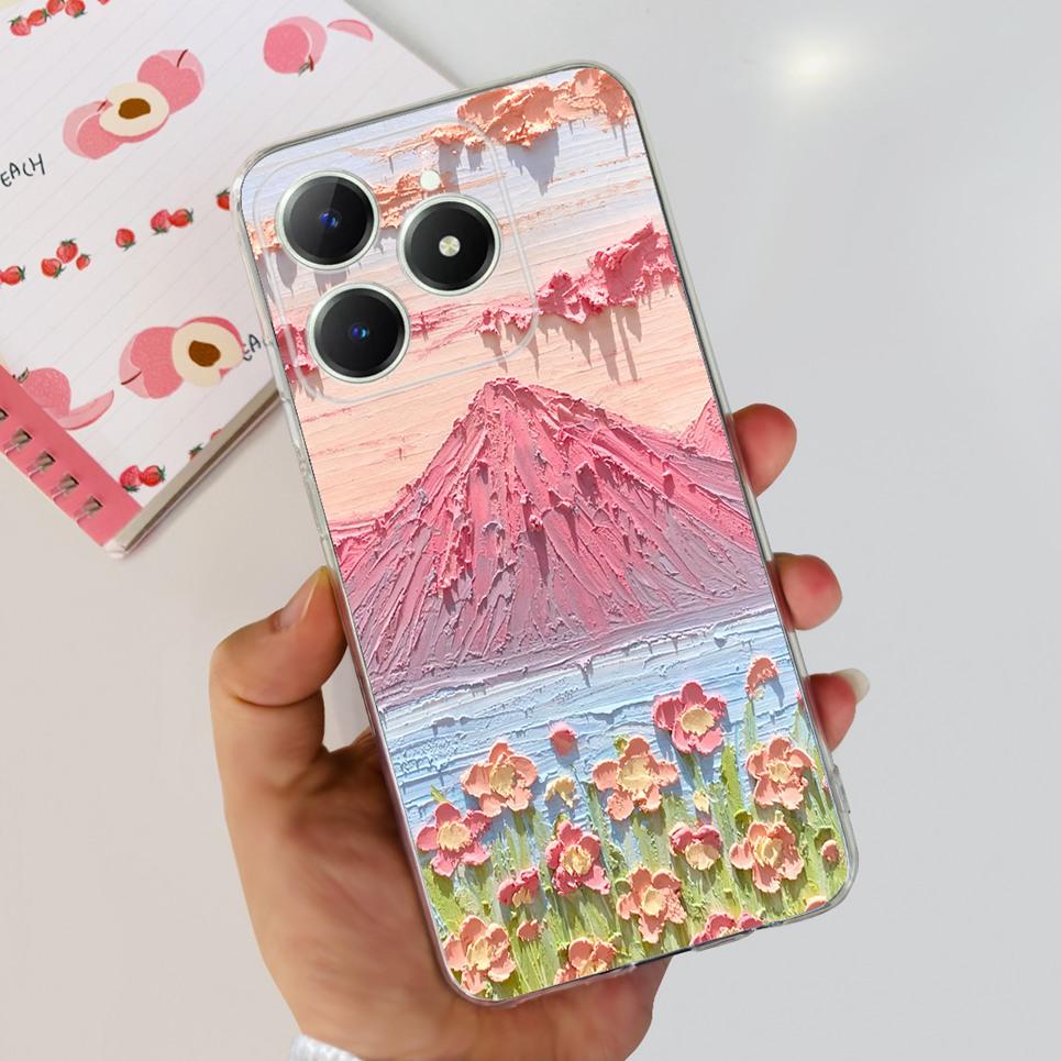 Voor Realme C63 C61 Narzo N61 N63 Hoesje Bloemen Vlinder Dames Mode Achterkant Transparant Zacht Slank Siliconen Bumper Shell