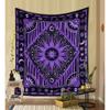 Mysterious Purple And Black Sun, Moon, Stars, Mandala Tapestry, Bohemian Astrological Meditation Hanging Cloth Home Decor