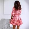 European and American Women's Long-Sleeve Tie-Waist Printed Shirt Dress