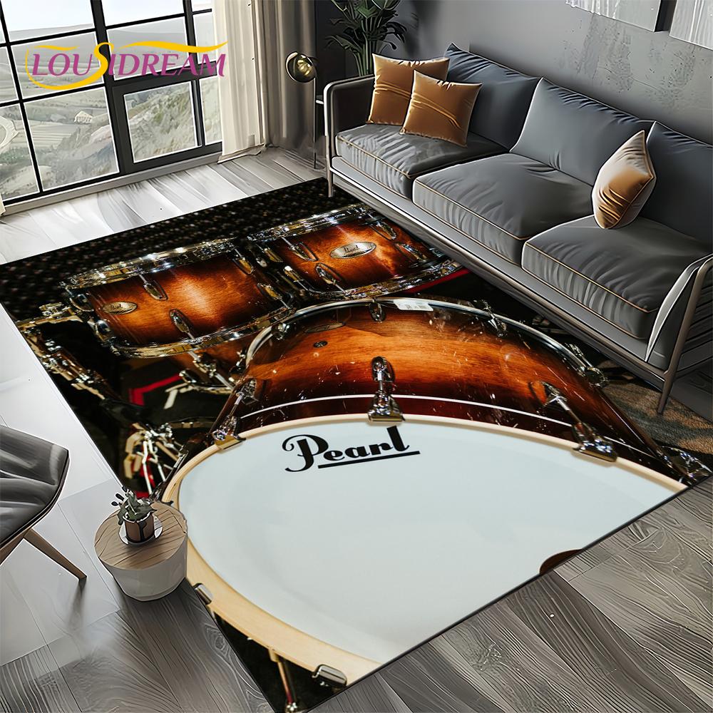 3D Cymbal DW Drum Kit Drum Set Music Instruments Carpet Rug for Living Room Bedroom Home Sofa Decoration,Kids Non-slip Floor Mat