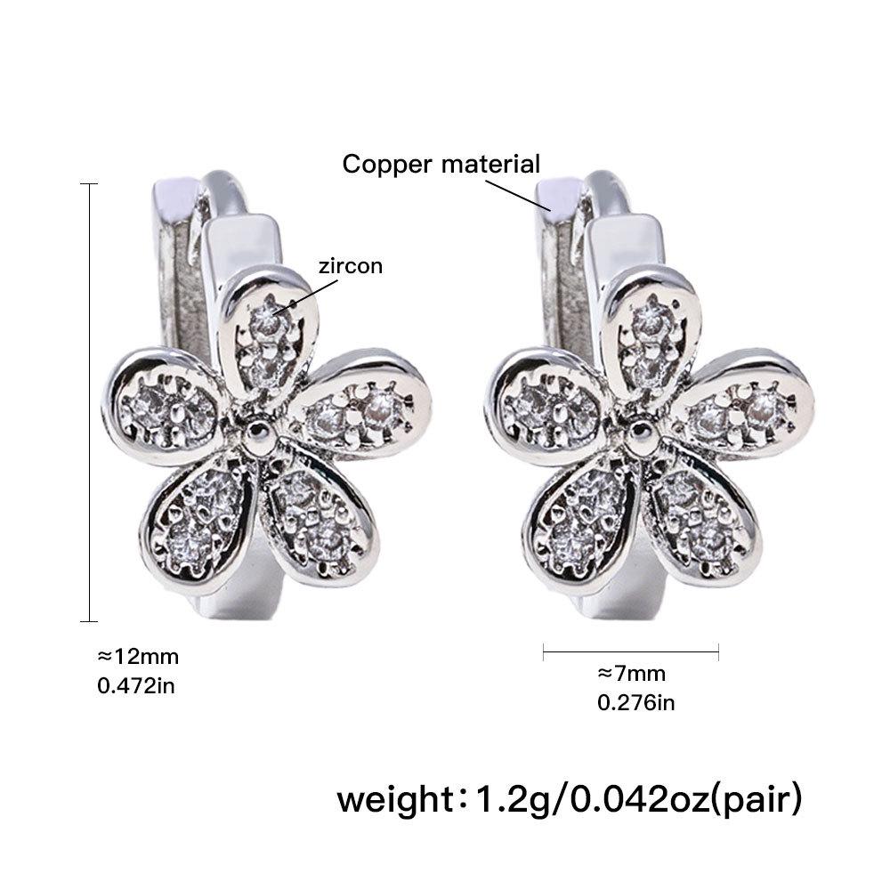 Korean Style Flower Stud Earrings: Versatile, Elegant, High-End Micro-Paved Design