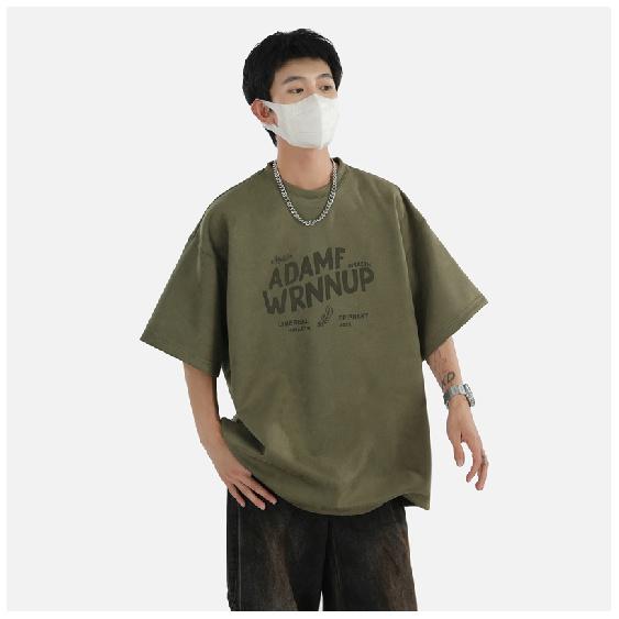 Short Sleeve t T-shirt Men's Fashion Brand Summer Loose Half Sleeve Fashion ins Simple Printed Top