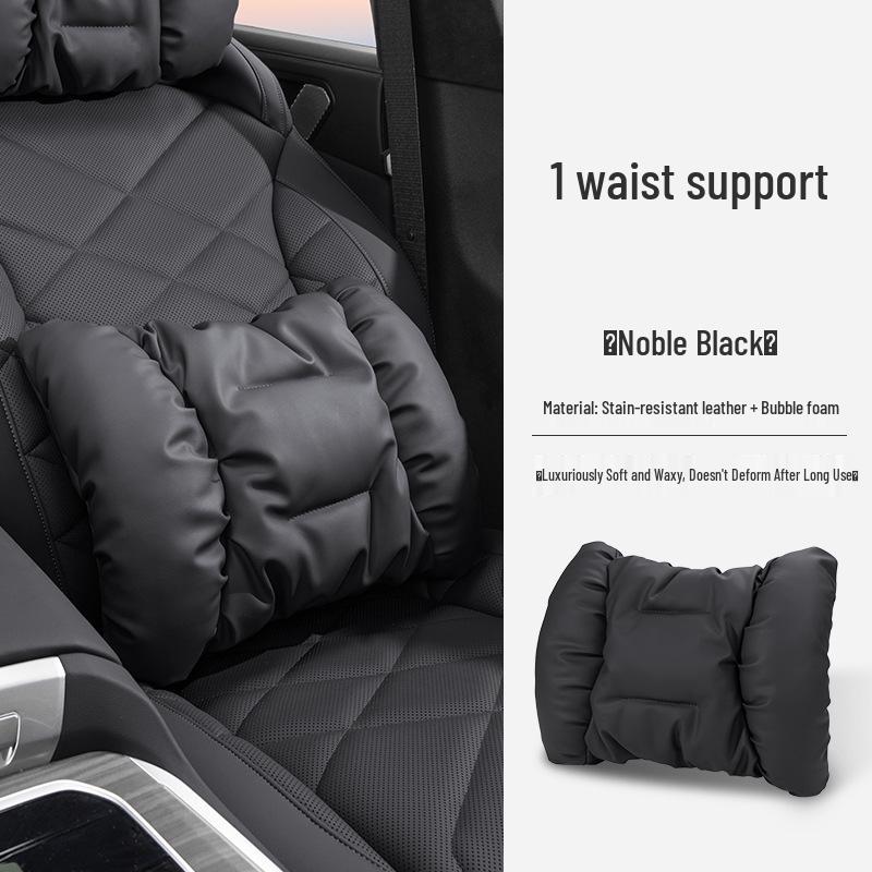 Luxury Leather Car Neck & Lumbar Support Pillow Set