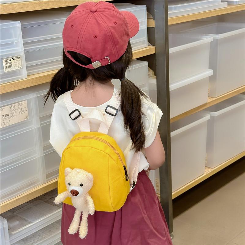 Adorable Children's Cute Bear Backpack Lightweight Canvas Mini Bag For Kids School