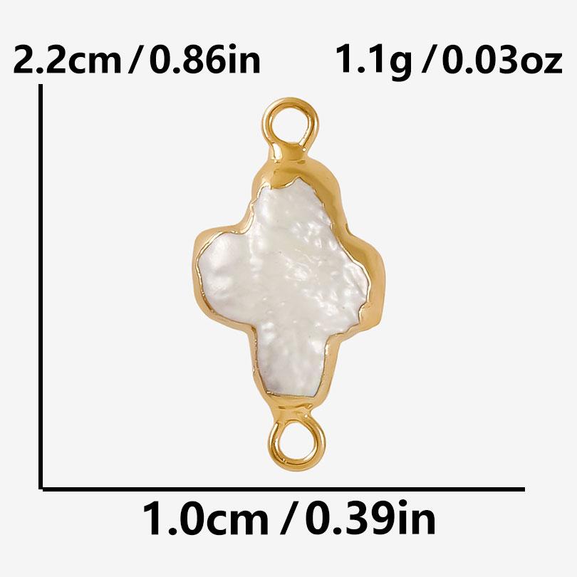 

1PC Baroque Freshwater Pearls Double Hole Connectors Charms Pendant Flower Round Cross Shape Pearl DIY Handmade Jewelry Findings