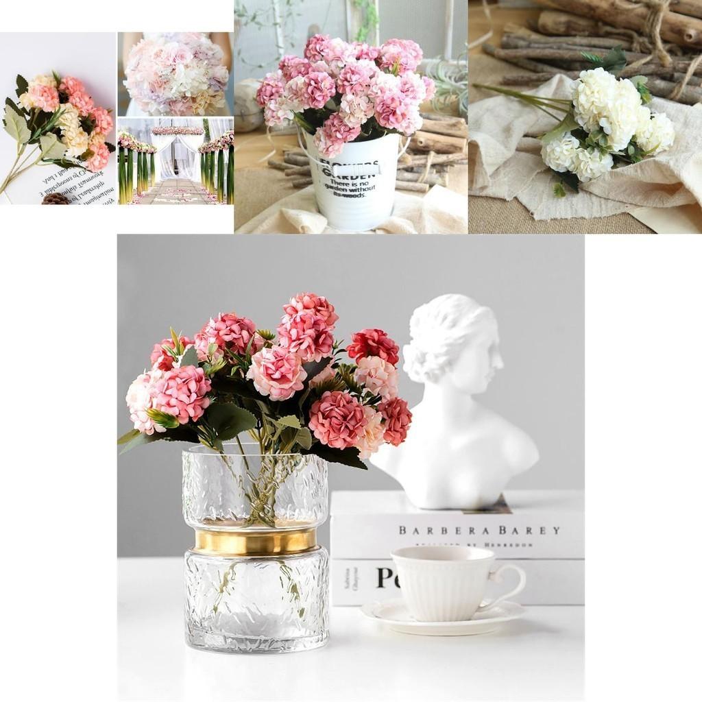 Luxurious 10 Heads Artificial Silk Hydrangea Fake Flowers For Stylish Interior Decoration