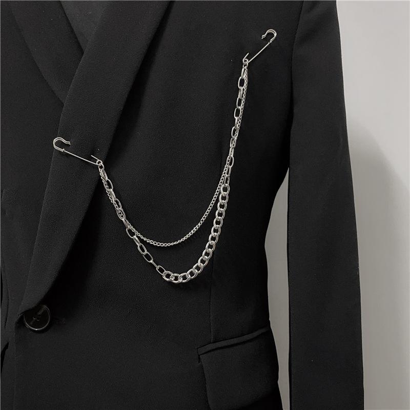 Hip Hop Personality Chain Brooch, Clothing Decoration, Suit Brooch, Brooch, Accessory
