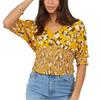 Womens/Ladies Floral V Neck Puff Sleeve Blouse
