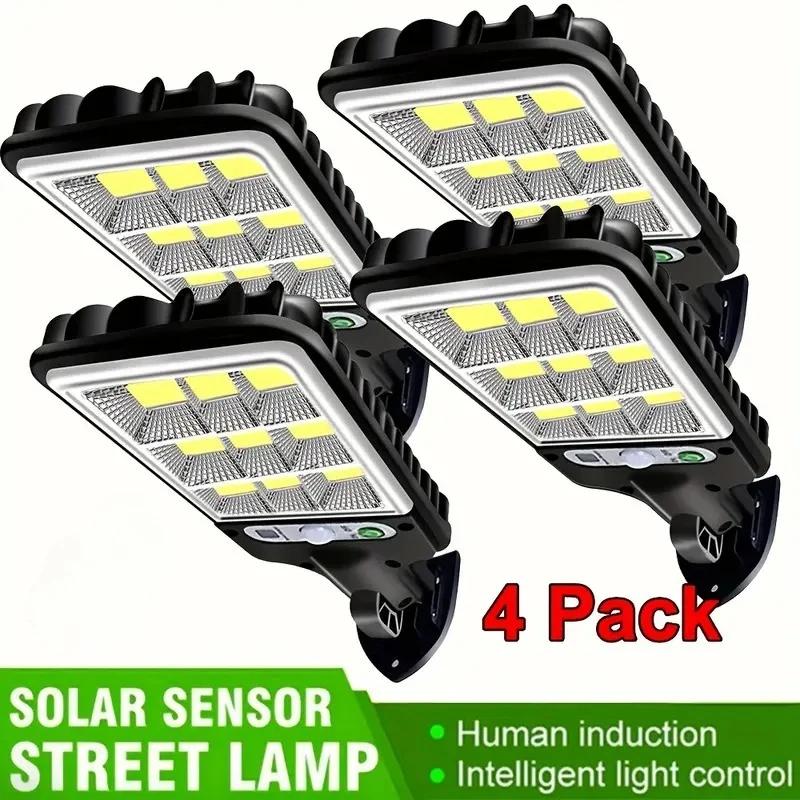 4 Outdoor Solar Induction Light with Super Bright and Human Body Sensing 3 Lighting Modes Suitable for Gardens Garages