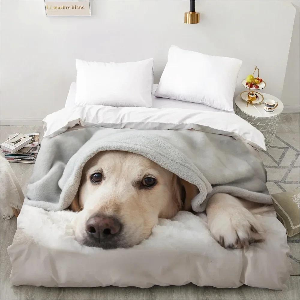 Animal Lie Down Dog Pet Bedding Set Boys Girls Twin Queen Size Duvet Cover Pillowcase Bed Adult Fashion Home Textileextile
