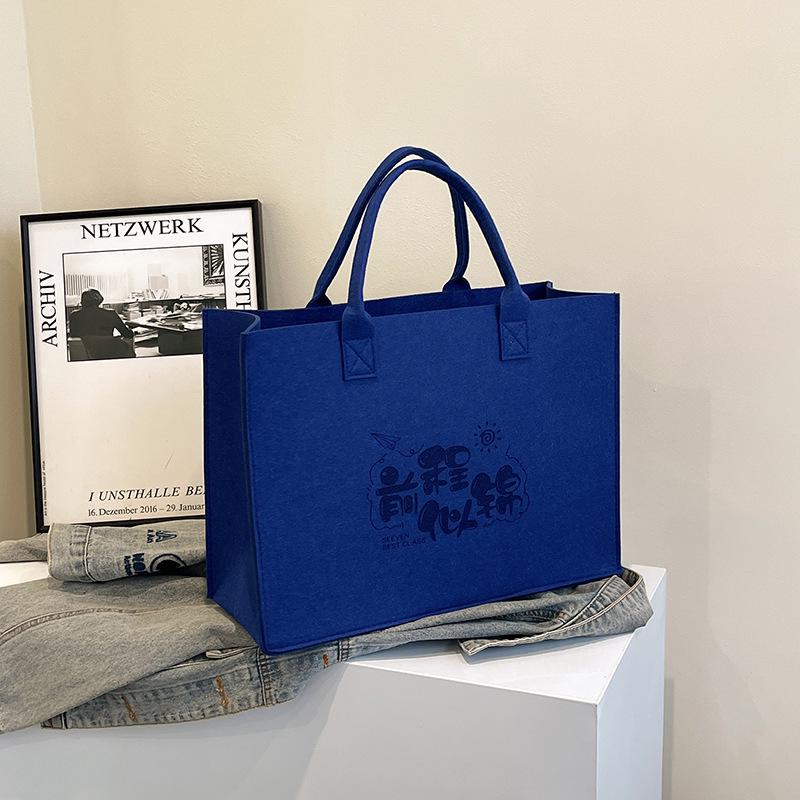 Eco-Friendly Logo Print Large Capacity Felt Tote Bag with Pattern