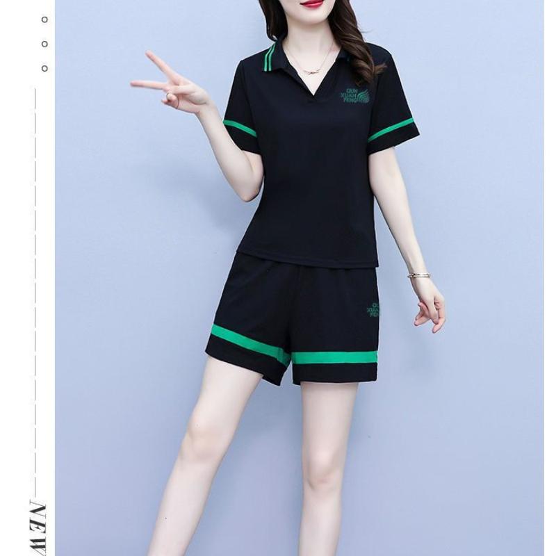 Pure Cotton Sports and Casual Suit for Women New Summer Clothing Korean Style Trendy Women Fashionable Two-piece Set