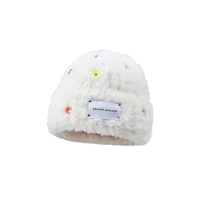 Winter New Hat Women's Autumn and Winter Plush Bucket Hat Warm Fluffy Thickened Face Small Imitation Rabbit Hair Knitted Hat