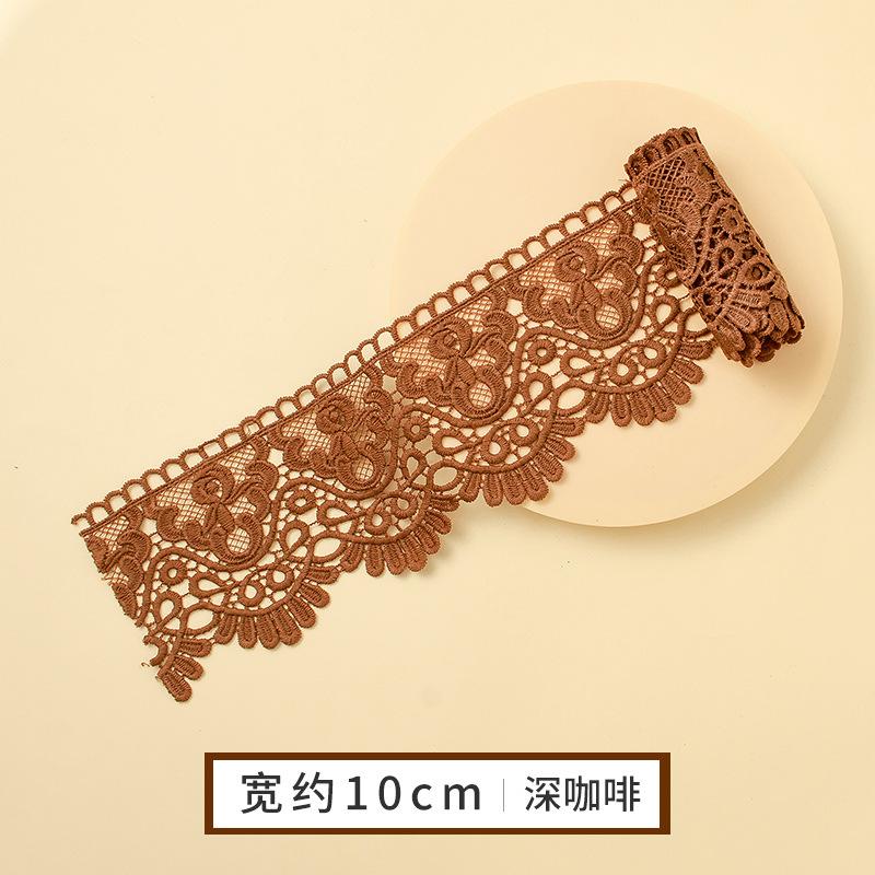 Ruban de Dentelle Brodé Floral Creux de 1 Mètre Soluble dans l'Eau pour Couture d'Articles d'Habillement DIY Tissu Artisanat Fait Main Bande de Dentelle Noir Blanc