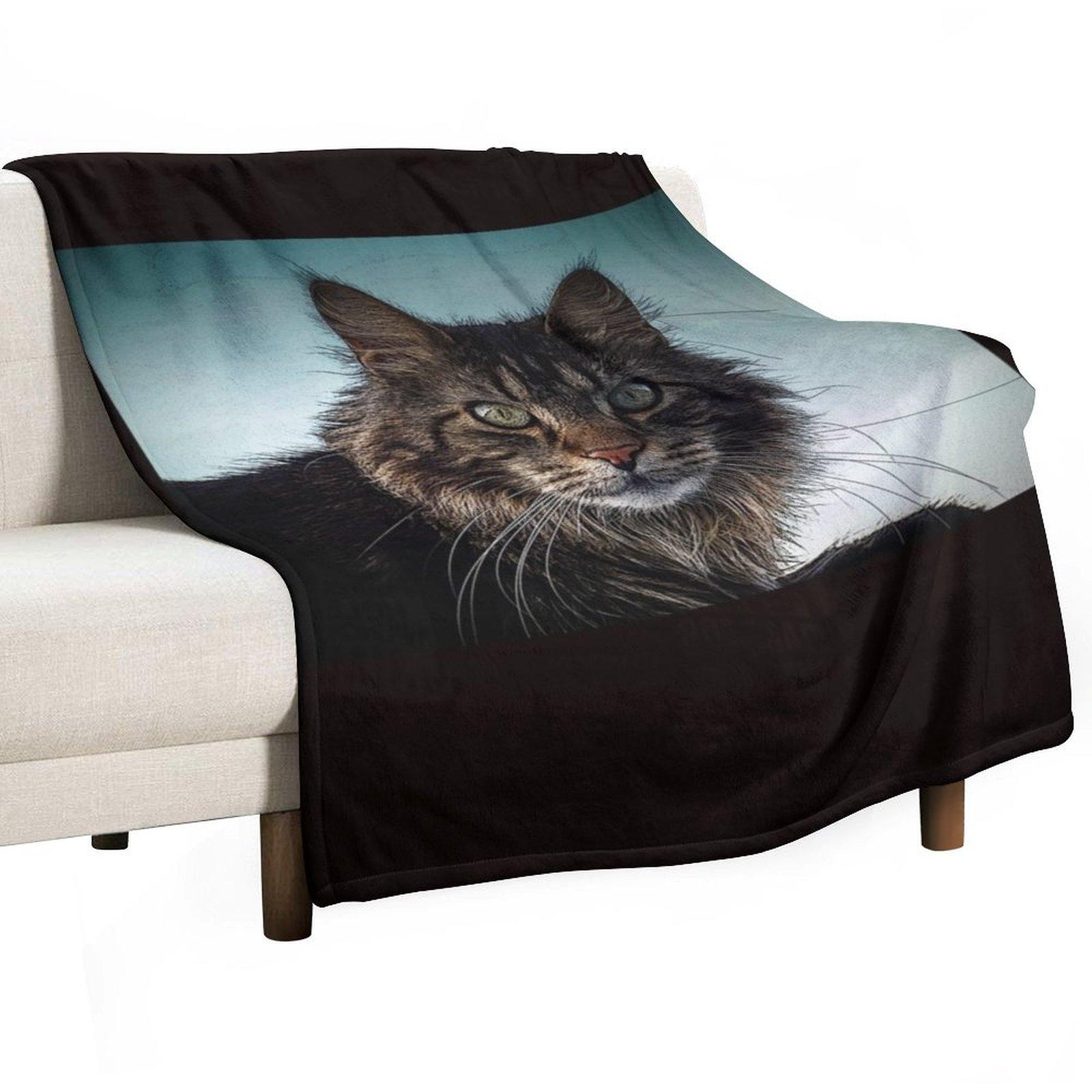 

кот мейн-кун Плед Декоративные Мягкие Милые Клетчатые Гигантские Диванные Пледы 30x40in