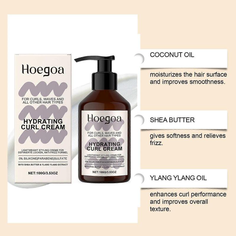 Locken Strong Hold Gel + Feuchtigkeitsspendende Lockencreme Set, Langanhaltendes Extra Starkes Scrunch Gel für Definierte Locken, Lockencreme für Geschmeidige & Definierte Locken, Anti