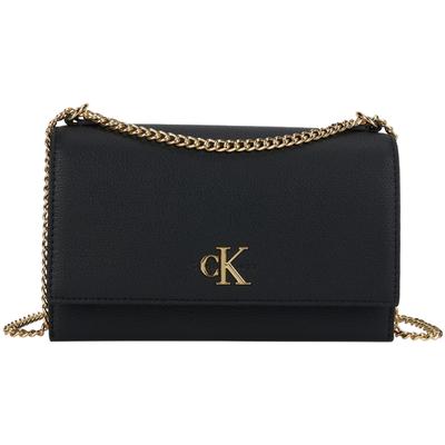 Kalbsleder Strukturierte Klappe Ketten Schultertasche Damen Schultertasche Schwarz Gold DH2806-YIQ