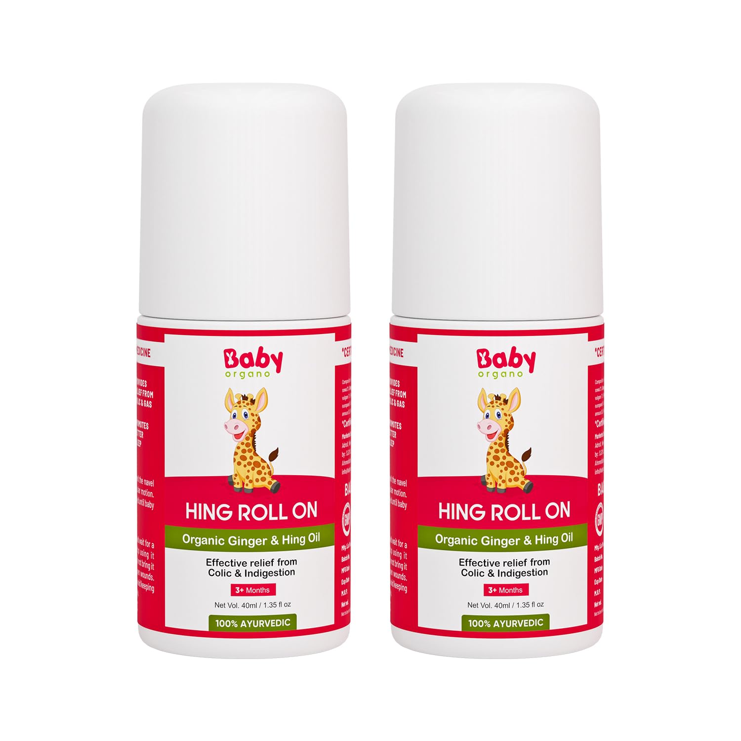 

Babyorgano Hing Roll-On Tummy Relief for Newborns | Colic, Indigestion & Gas Relief with Organic Ginger & Hing Oil | 40ml Combo Pack (40ml x 2)