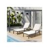 Chaise longue de piscine réglable en aluminium antirouille avec coussin imperméable beige (première édition)