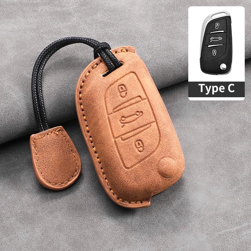 For Citroen C2 C3 C4 C5 C6 C8 DS4 for Peugeot 107 207 306 307 407 308 607 New Sheepskin Car Flip Key Case Cover Shell Fob